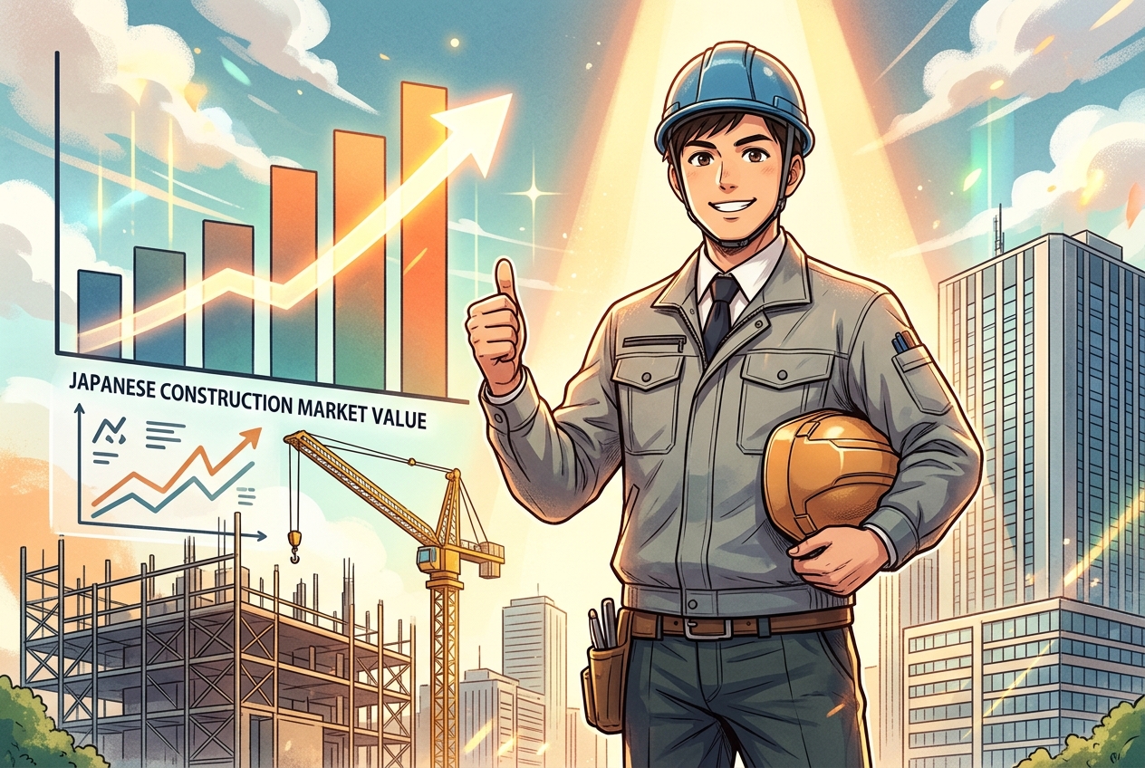 施工管理経験の高い市場価値を示すイラスト