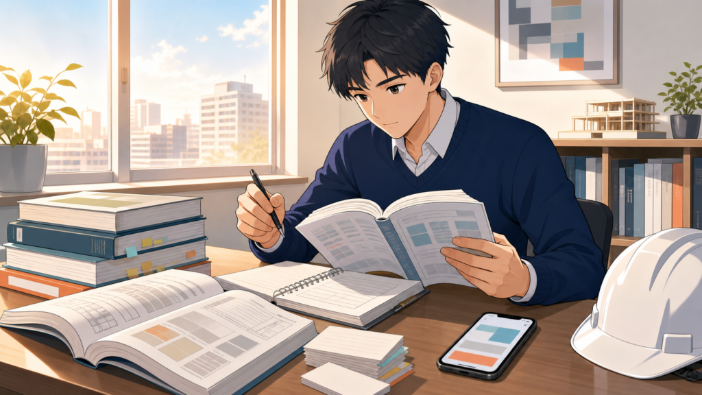 一級建築士学科試験の学習ロードマップを確認する社会人受験者