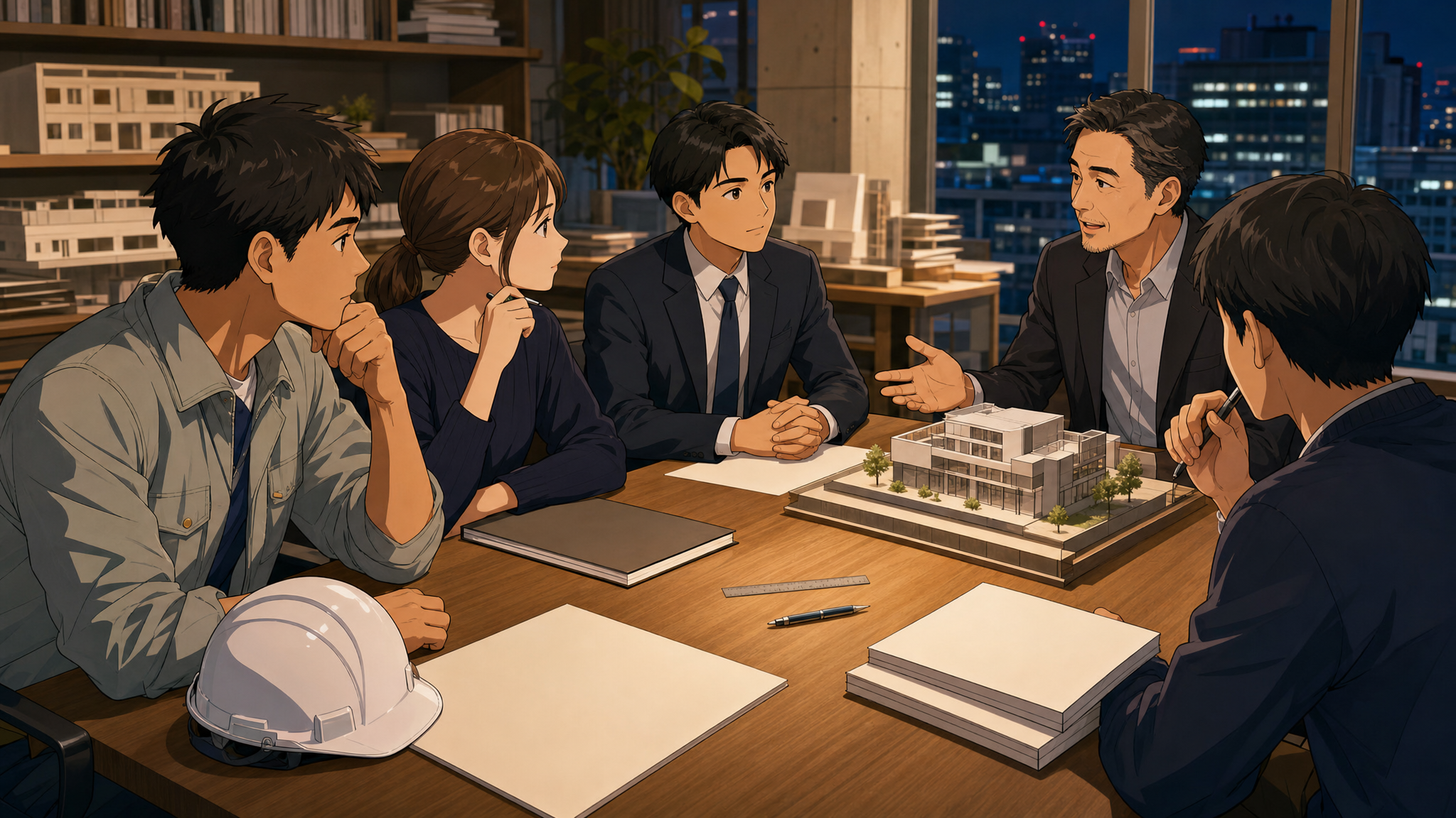 働きながら一級建築士を取得する方法について相談する建築技術者