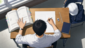 法令集を素早く引きながら一級建築士の法規問題を解く受験生