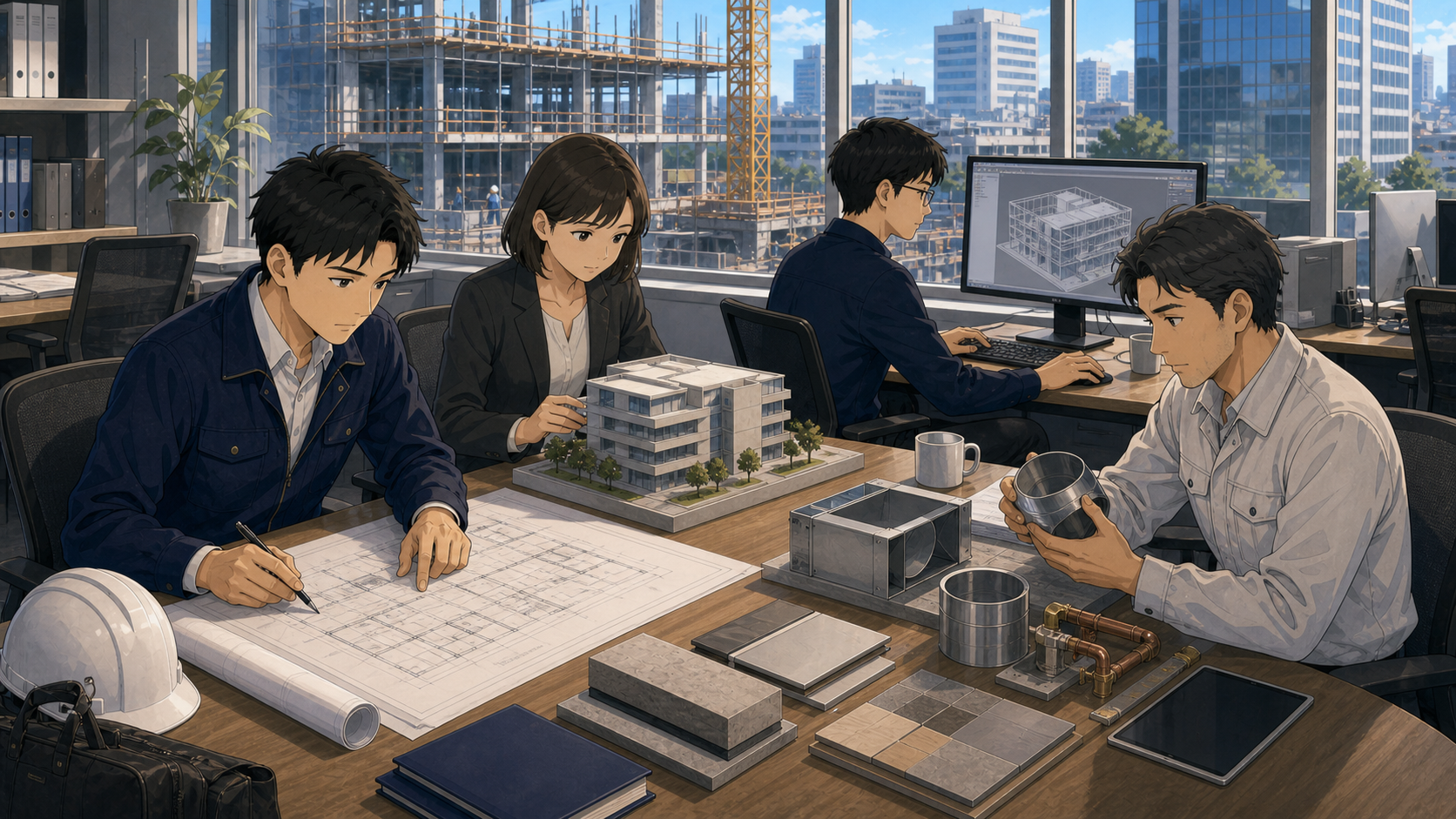 施工管理や設計やBIMや設備設計の職種別転職動向を表すイラスト