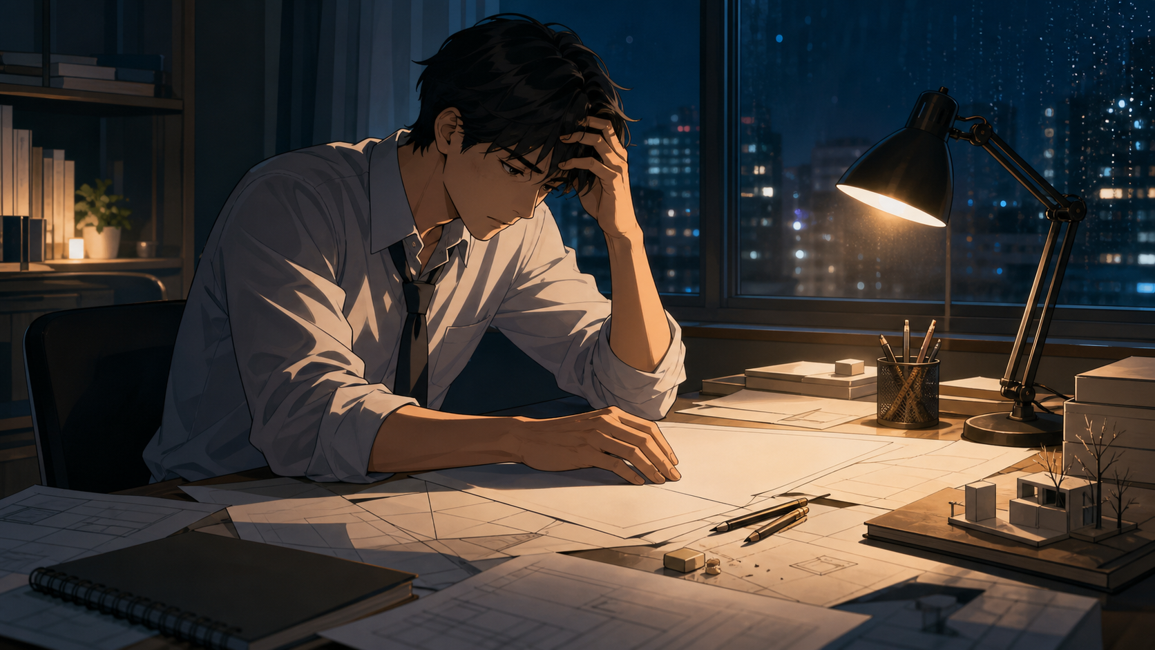 一級建築士試験に落ち続ける苦悩と夜の勉強机