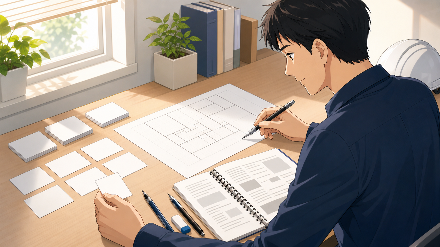 製図試験の考え方を整理して合格につなげる勉強机