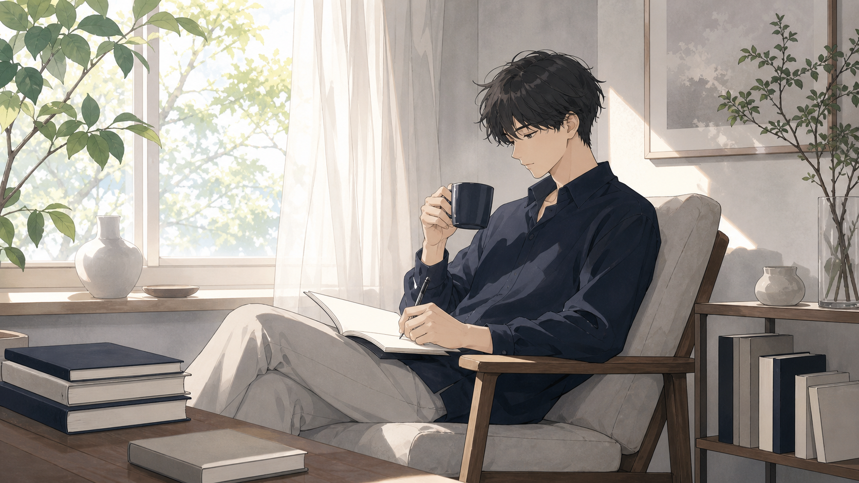 少し休みながら敗因をノートに書き出す受験者