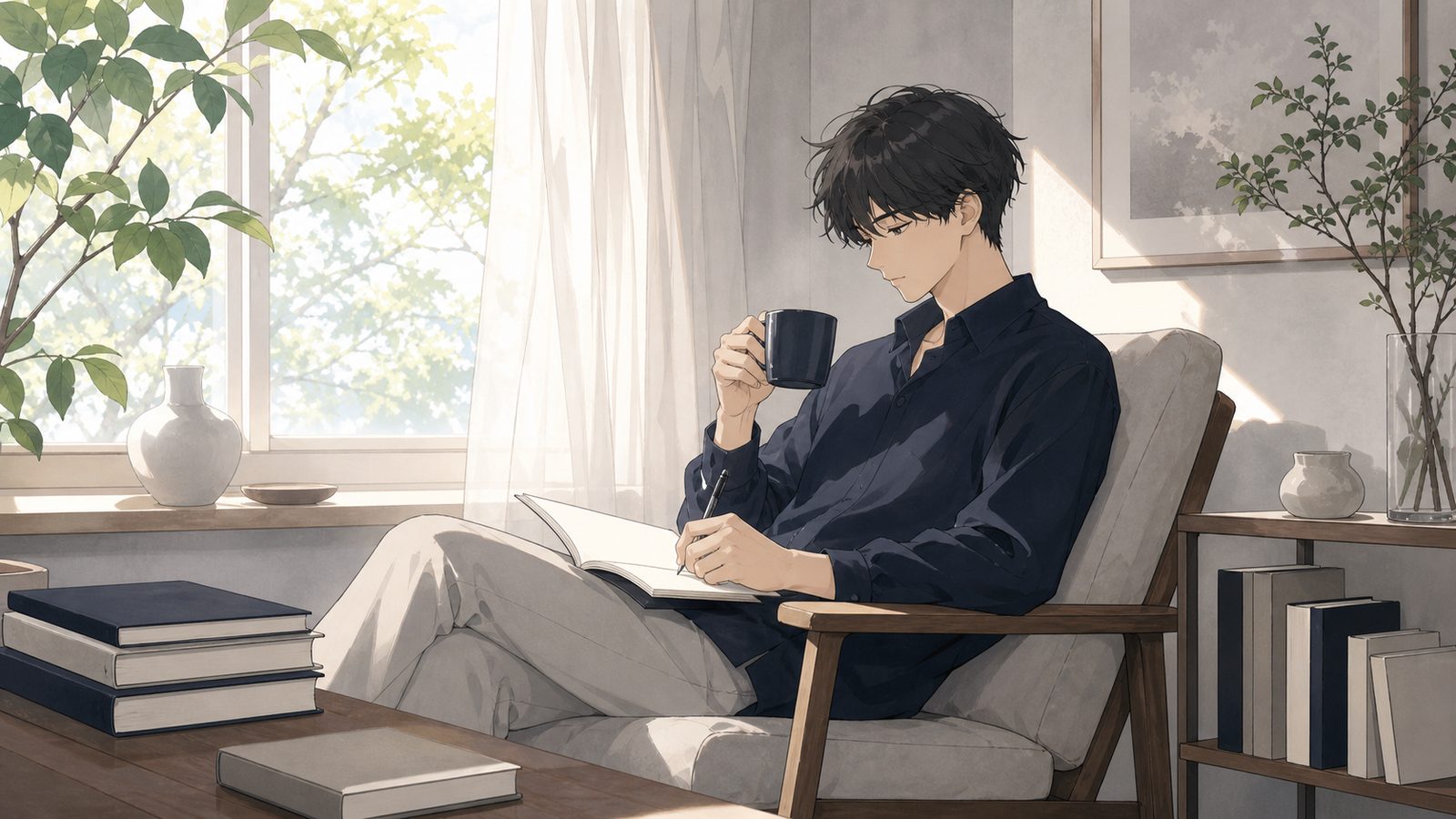 少し休みながら敗因をノートに書き出す受験者