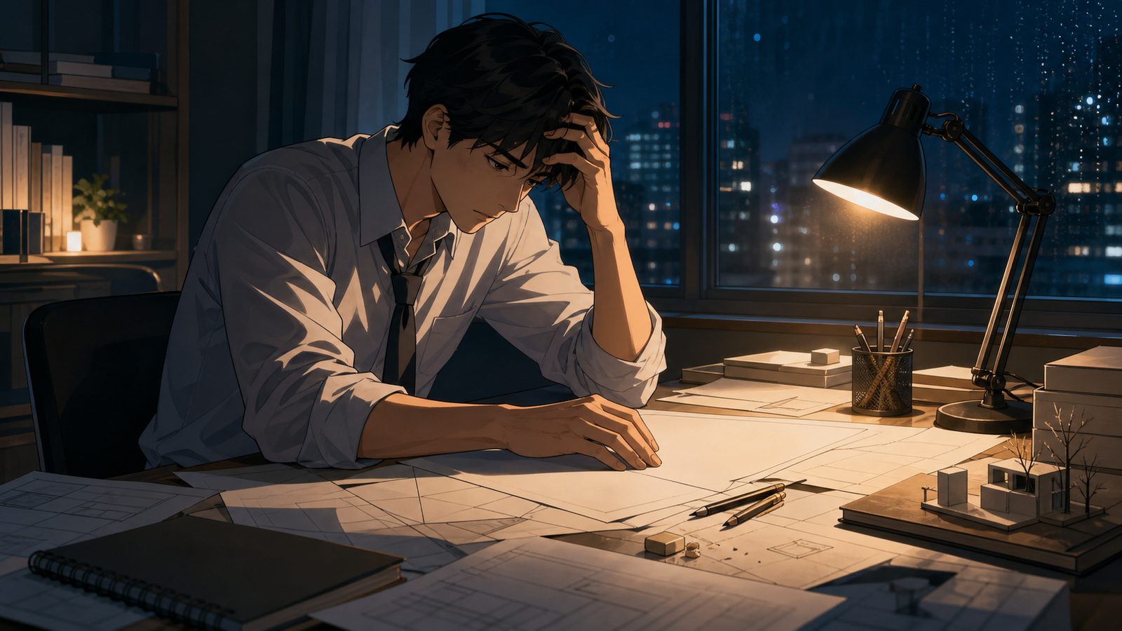 一級建築士試験に落ち続ける苦悩と夜の勉強机